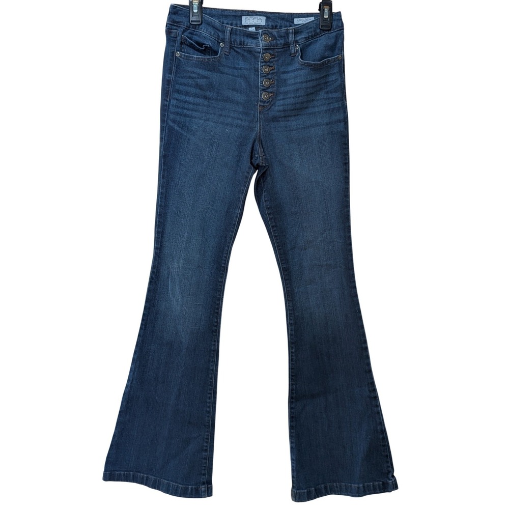 Sofia Jeans by Sofia Vergara Melisa Flare Dark Wash Button Fly Denim Womens 6